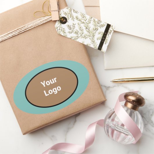 Einfaches, elegantes Logo hier Ovaler Aufkleber (Schenken)