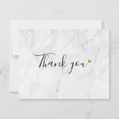 Einfaches elegantes Marmorskript Gold Herz Dankeskarte (Vorderseite)