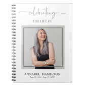 Einfaches Elegantes Memorial Funeral Foto Gästebuc Notizblock (Vorderseite)