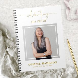 Einfaches Elegantes Memorial Funeral Foto Gästebuc Notizblock