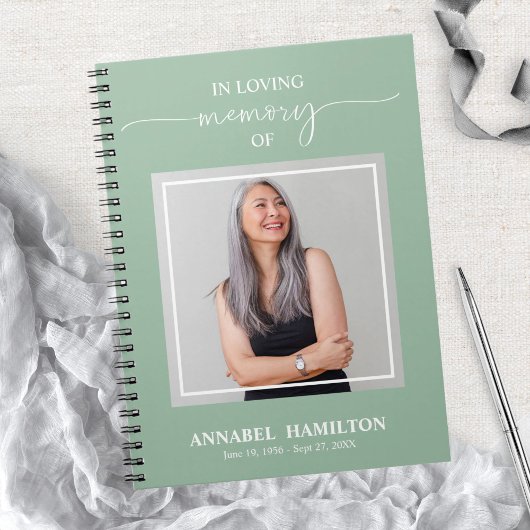 Einfaches Elegantes Memorial Funeral Foto Gästebuc Notizblock