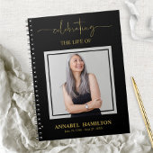 Einfaches Elegantes Memorial Funeral Foto Gästebuc Notizblock