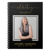 Einfaches Elegantes Memorial Funeral Foto Gästebuc Notizblock (Vorderseite)