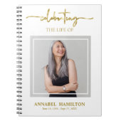 Einfaches Elegantes Memorial Funeral Foto Gästebuc Notizblock (Vorderseite)