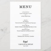 Einfaches elegantes Menü für Hochzeiten (Vorderseite)