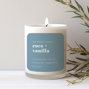 Einfaches elegantes Minimal Dusky Blue Candle Labe Quadratischer Aufkleber