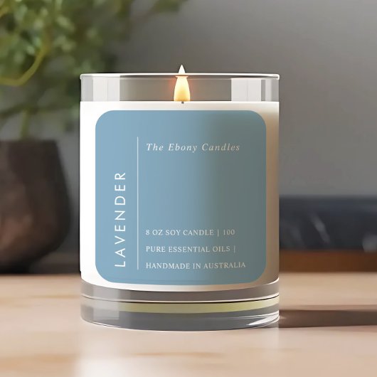 Einfaches elegantes Minimal Dusky Blue Candle Labe Quadratischer Aufkleber