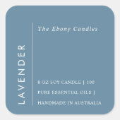 Einfaches elegantes Minimal Dusky Blue Candle Labe Quadratischer Aufkleber (Vorderseite)