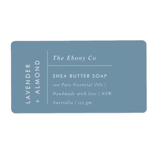 Einfaches elegantes Minimal Dusky Blue Soap Label (Vorne)