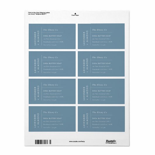 Einfaches elegantes Minimal Dusky Blue Soap Label (Vorne)