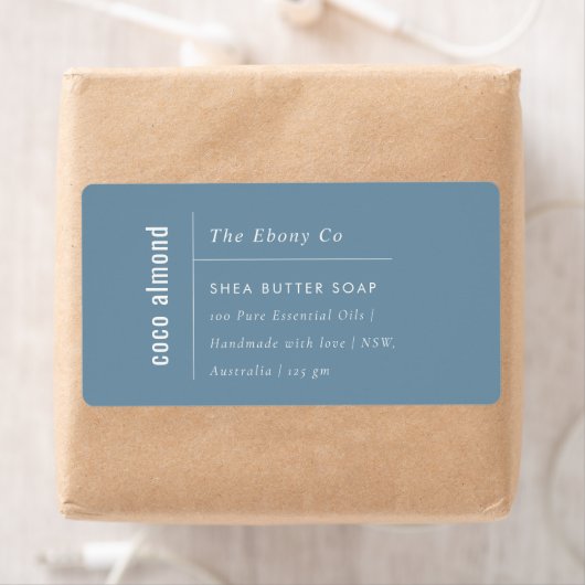 Einfaches elegantes Minimal Dusky Blue Soap Label (Insitu)