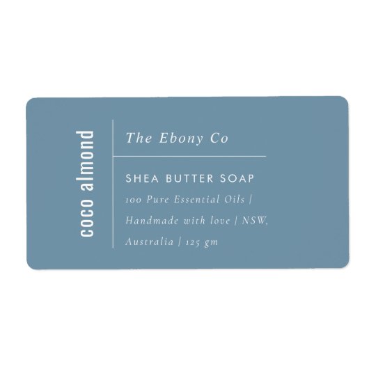 Einfaches elegantes Minimal Dusky Blue Soap Label (Vorne)