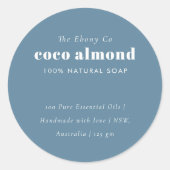 Einfaches elegantes Minimal Dusky Blue Soap Label Runder Aufkleber (Vorderseite)