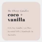 Einfaches elegantes Minimal Dusky Blush-Label Quadratischer Aufkleber (Vorderseite)