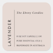 Einfaches elegantes Minimal Dusky Blush-Label Quadratischer Aufkleber (Vorderseite)