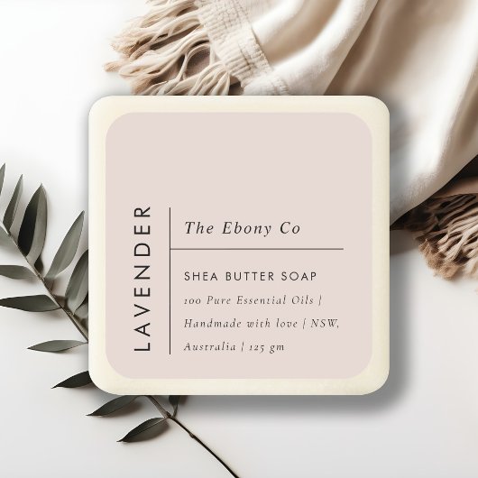 Einfaches elegantes Minimal Dusky Blush Soap Label Quadratischer Aufkleber