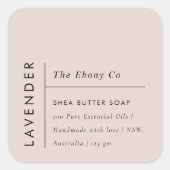 Einfaches elegantes Minimal Dusky Blush Soap Label Quadratischer Aufkleber (Vorderseite)