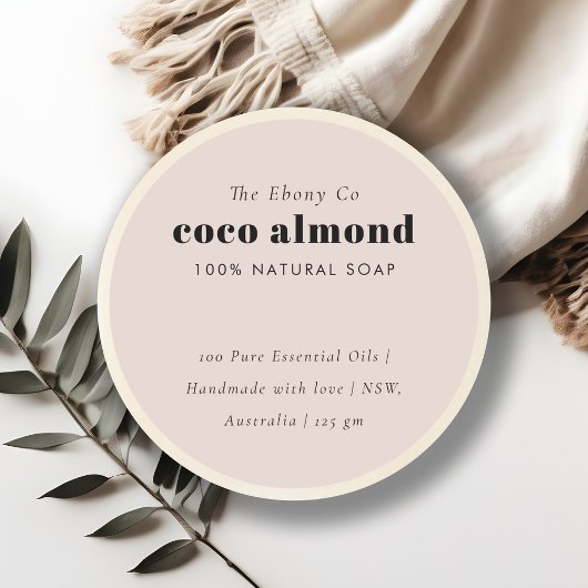 Einfaches elegantes Minimal Dusky Blush Soap Label Runder Aufkleber