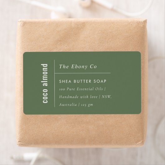 Einfaches elegantes Minimal Dusky Green Soap Label (Insitu)