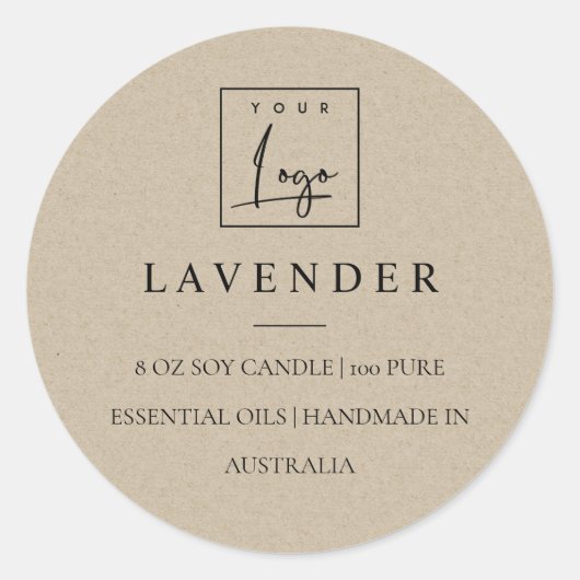 Einfaches elegantes Minimal-Kraft-Logo-Label Runder Aufkleber (Vorderseite)