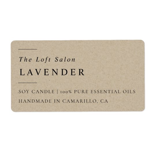 Einfaches elegantes Minimal Rustikales Candle Labe (Vorne)