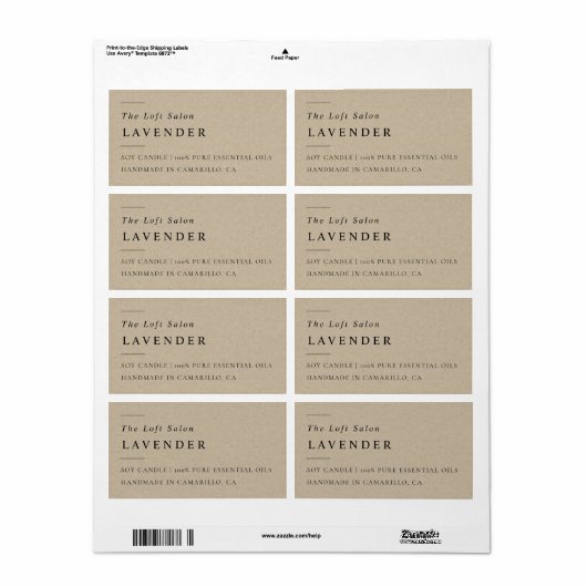 Einfaches elegantes Minimal Rustikales Candle Labe (Vorne)