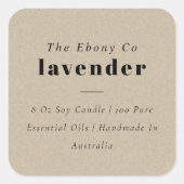 Einfaches elegantes minimales Rustikales Kraftkamp Quadratischer Aufkleber (Vorderseite)