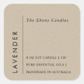 Einfaches elegantes minimales Rustikales Kraftkamp Quadratischer Aufkleber (Vorderseite)