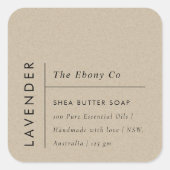 Einfaches elegantes minimales Rustikales Kraftseif Quadratischer Aufkleber (Vorderseite)