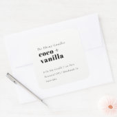 Einfaches elegantes, minimales Schwarz-Weiß-Label Quadratischer Aufkleber (Umschlag)