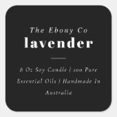 Einfaches elegantes, minimales Schwarz-Weiß-Label Quadratischer Aufkleber (Vorderseite)