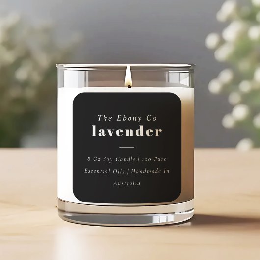 Einfaches elegantes, minimales Schwarz-Weiß-Label Quadratischer Aufkleber