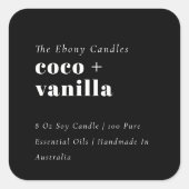 Einfaches elegantes, minimales Schwarz-Weiß-Label Quadratischer Aufkleber (Vorderseite)