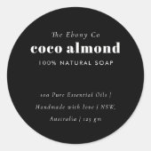 Einfaches elegantes minimales Schwarz-Weiß-Seifenl Runder Aufkleber (Vorderseite)