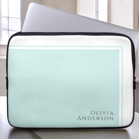 Einfaches elegantes Minimalistisches Aqua-Farbbloc Laptopschutzhülle