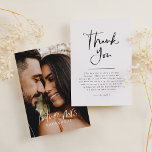 Einfaches elegantes Minimalistisches Foto-Brautpar Dankeskarte<br><div class="desc">Ein Dankeschön, das mit unserer Future Mrs Brunch & Bubbly Foto Brautparty Kollektion übereinstimmt. Dieses Design verfügt über eine einfache handschriftliche Kalligraphie und eine maßgeschneiderte Danksagung an Freunde und Familie. Auf der Rückseite des Designs befindet sich ein Foto mit Vollblut Ihrer Wahl. Anzeigen der auf dieser Seite verlinkten Auflistung für...</div>