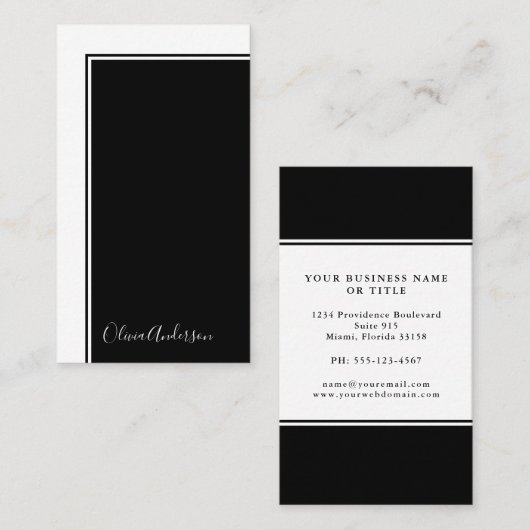 Einfaches elegantes, Minimalistisches Schwarz-weiß Visitenkarte (Vorne/Hinten)