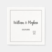 Einfaches elegantes Minimalistisches Schwarzes Scr Serviette (Vorderseite)