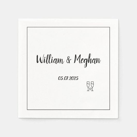 Einfaches elegantes Minimalistisches Schwarzes Scr Serviette (Vorderseite)