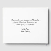 Einfaches elegantes Minimalistisches Schwarzes Wei Gästebuch (Rückseite)