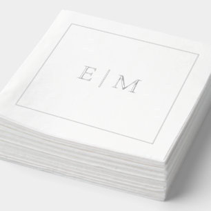 Einfaches elegantes Mit Monogramm-Minimal-Hochzeit Servietten Mit Folie