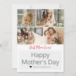 Einfaches Elegantes Modern Mothers Day Drei Foto Feiertagskarte