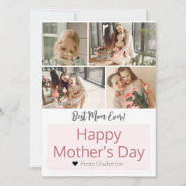 Einfaches Elegantes Modern Mothers Day Drei Foto Feiertagskarte