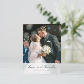 Einfaches elegantes, modernes Black Script-Foto We Dankeskarte (Stehend Vorderseite)