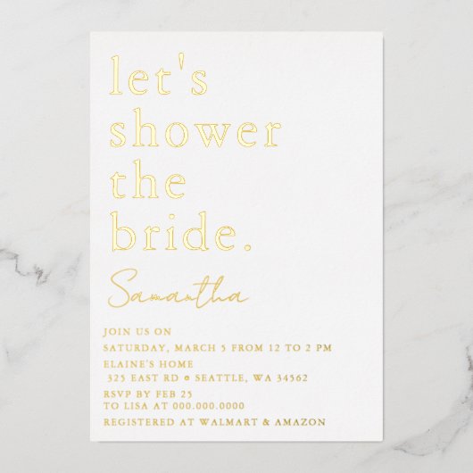 Einfaches Elegantes Modernes Brautparty Folieneinladung (Vorderseite)