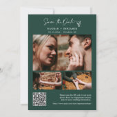 Einfaches elegantes, modernes Emerald Green QR Cod Save The Date (Rückseite)