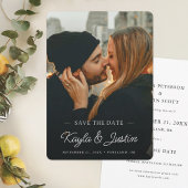 Einfaches elegantes, modernes Foto für den Weißtex Save The Date