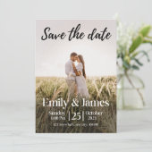 Einfaches elegantes modernes Foto Hochzeit rettet Einladung (Stehend Vorderseite)