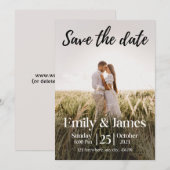 Einfaches elegantes modernes Foto Hochzeit rettet Einladung (Vorne/Hinten)