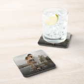 Einfaches elegantes modernes Foto Hochzeit rettet Getränkeuntersetzer (Rechte Seite)